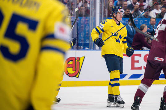 Rasmus Dahlin of Sweden celebrates
