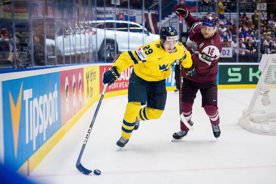duringPontus Holmberg of Sweden the 2024 IIHF Ice Hockey