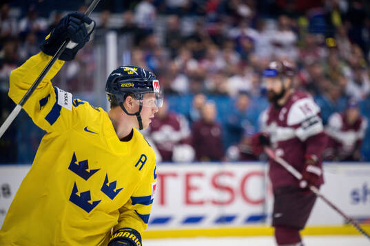 Lucas Raymond of Sweden celebrates
