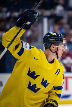 Lucas Raymond of Sweden celebrates a goal that is disallowed