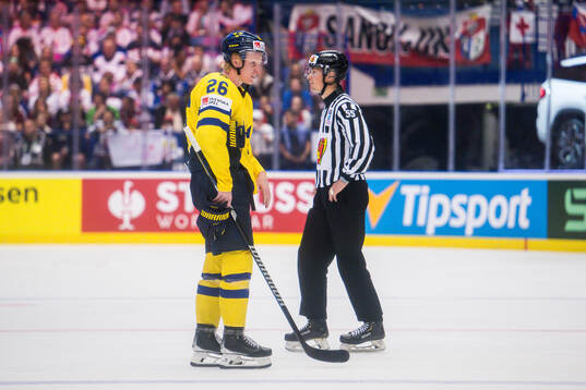 Rasmus Dahlin of Sweden looks dejected