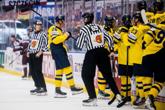 Rasmus Dahlin of Sweden looks dejected