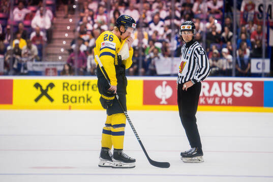 Rasmus Dahlin of Sweden looks dejected
