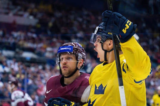 Joel Eriksson Ek of Sweden celebrates the 2-5 goal