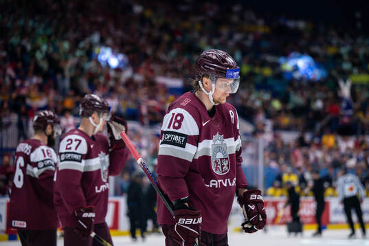 Rodrigo Abols of Latvia looks dejected