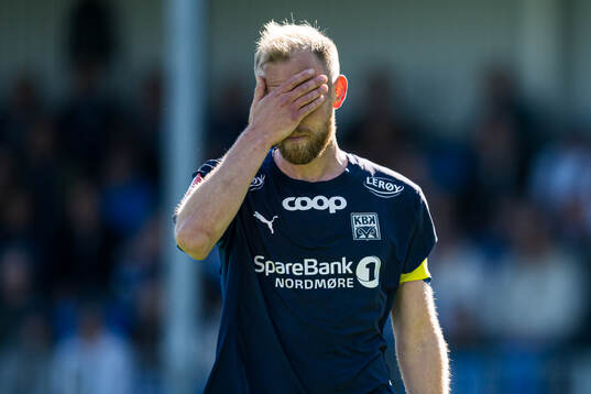 Dan Peter Ulvestad of Kristiansund looks dejected
