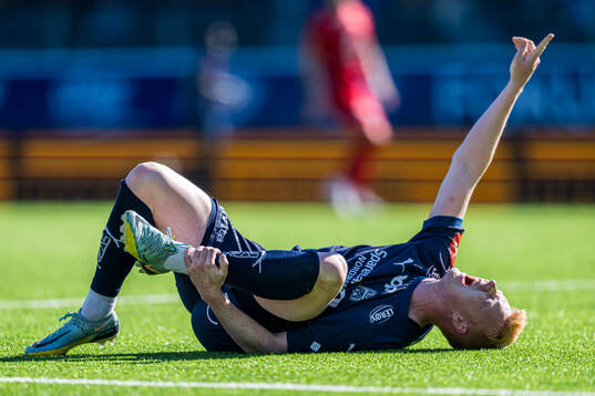 Marius Berntsen Olsen of Kristiansund in pain