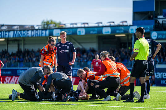 Marius Berntsen Olsen of Kristiansund in pain