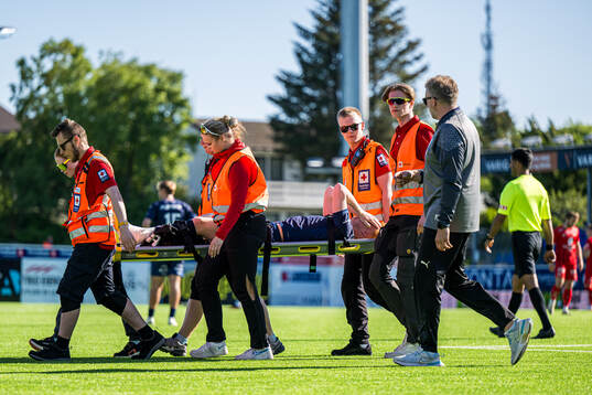 Marius Berntsen Olsen of Kristiansund in pain