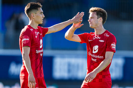 Svenn Crone and Felix Horn Myhre of Brann  looks dejected
