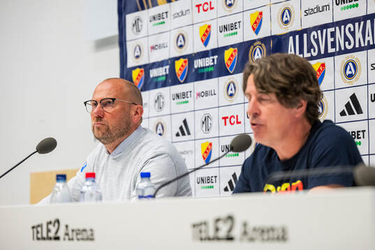 Halmstads tränare Magnus Haglund och Djurgårdens tränare