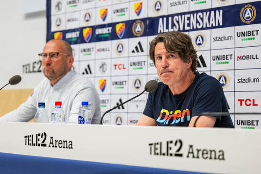 Djurgårdens tränare Thomas Lagerlöf och Halmstads