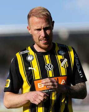 Häckens Mikkel Rygaard Jensen innan fotbollsmatchen i