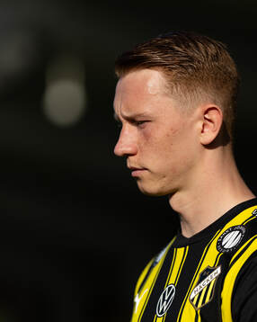Häckens Julius Lindberg innan fotbollsmatchen i