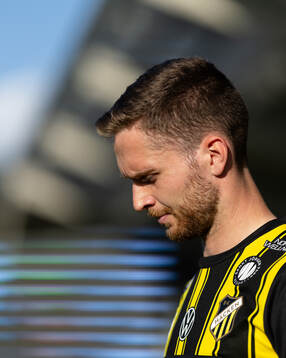 Häckens Adam Lundkvist innan fotbollsmatchen i Allsvenskan