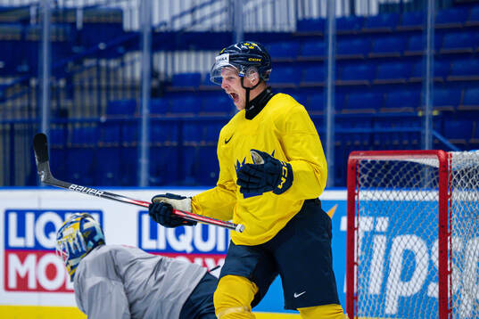 Max Friberg of Sweden reacts at a practice session