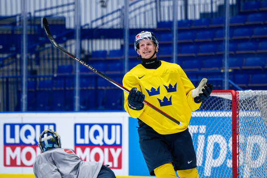 Max Friberg of Sweden reacts at a practice session