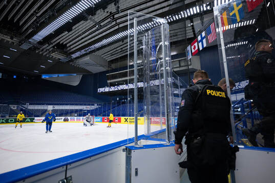 The police enter trough the player booth to search the