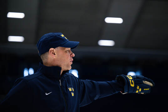 Assistant coach Nicklas Rahm of Sweden at a practice session