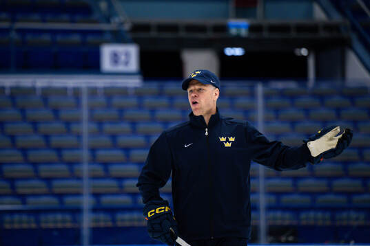 Assistant coach Nicklas Rahm of Sweden at a practice session