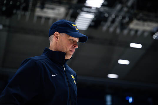 Assistant coach Nicklas Rahm of Sweden at a practice session