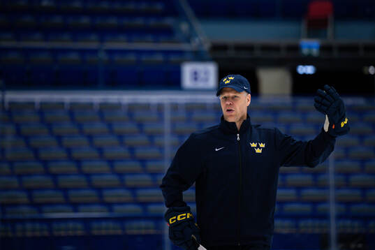 Assistant coach Nicklas Rahm of Sweden at a practice session