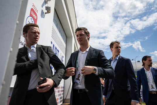 Lucas Raymond, André Burakovsky, Joel Eriksson Ek and Erik
