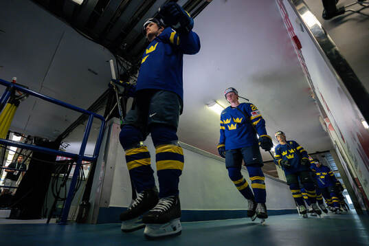 Rasmus Dahlin of Sweden enter the ice