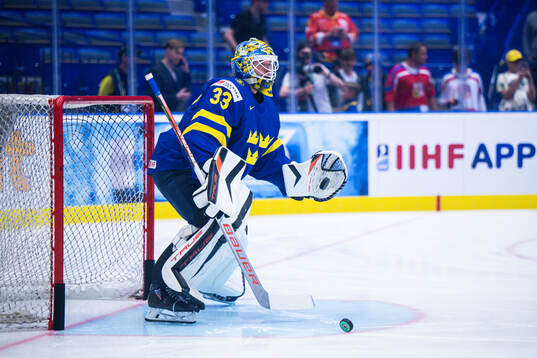Goaltender Samuel Ersson of Sweden