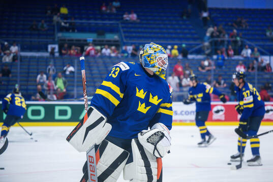 Goaltender Samuel Ersson of Sweden