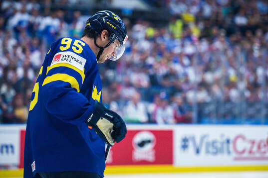 André Burakovsky of Sweden looks dejected