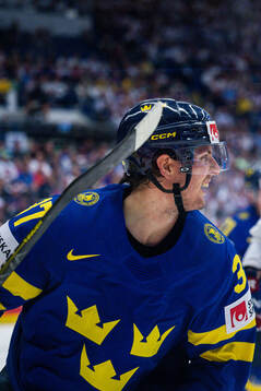 Isac Lundeström of Sweden celebrates the 4-0 goal