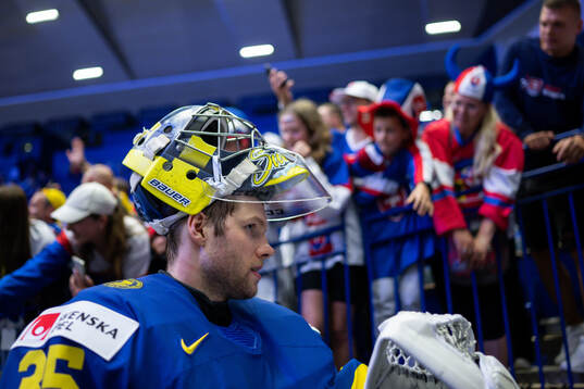 Goaltender Filip Gustavsson of Sweden