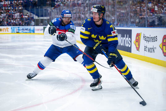 Marko Dano of Slovakia and Victor Olofsson of Sweden