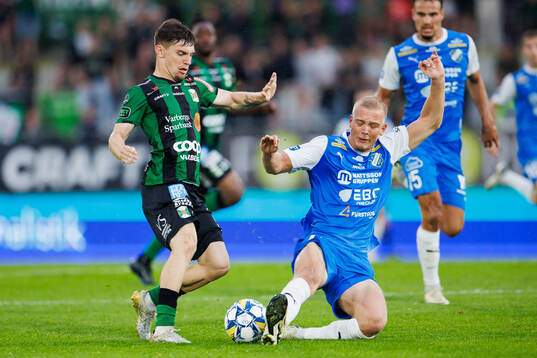 Varbergs Isak Bjerkebo och IK Oddevolds Olle Kjellman Olblad