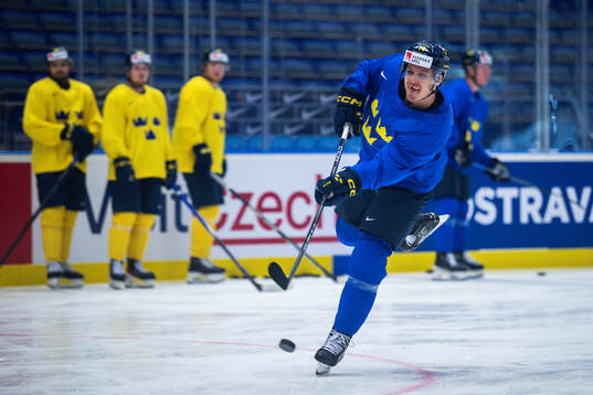 Joel Eriksson Ek of Sweden at a practice session