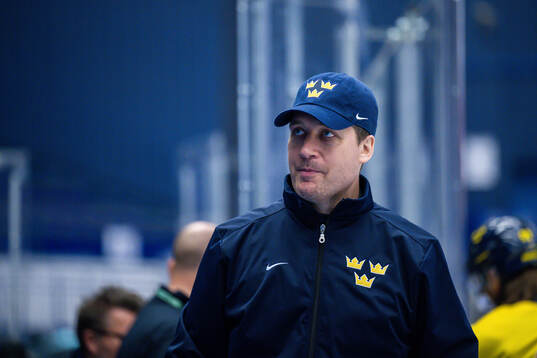 Head coach Sam Hallam of Sweden at a practice session