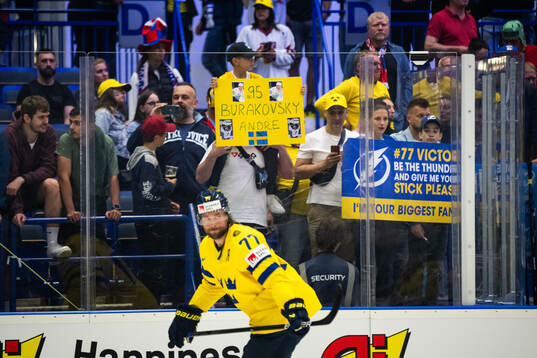 Victor Hedman of Sweden and supporters