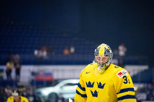 Goaltender Filip Gustavsson of Sweden
