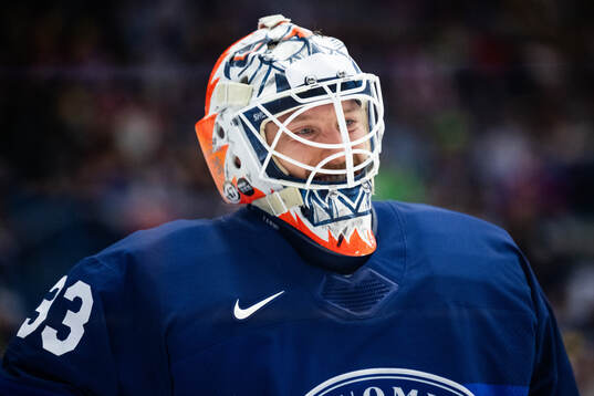 Goaltender Emil Larmi of Finland