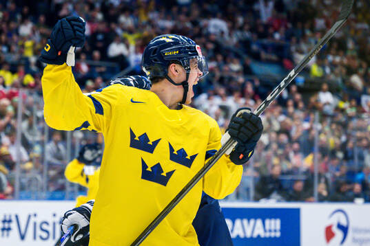 Joel Eriksson Ek of Sweden celebrates