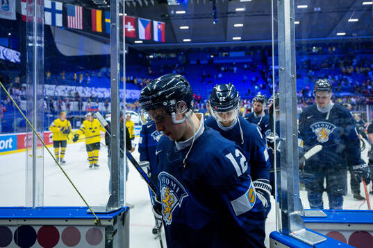 Jere Innala of Finland looks dejected