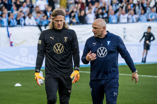 Malmö FFs målvakt Johan Dahlin och målvaktstränare
