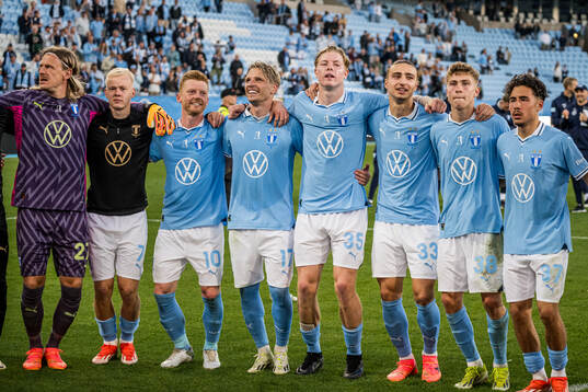 Malmö FFs målvakt Johan Dahlin, Otto Rosengren, Anders