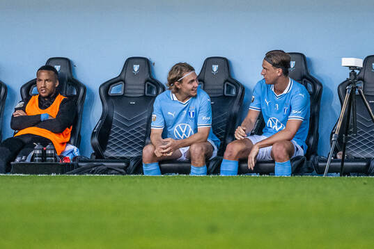 Malmö FFs Martin Olsson, Sebastian Nanasi och Erik Botheim