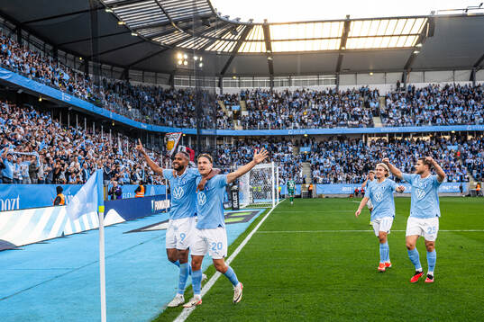 Malmö FFs Isaac Kiese Thelin, Erik Botheim, Sebastian