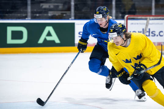 Rasmus Dahlin of Sweden at a practice session