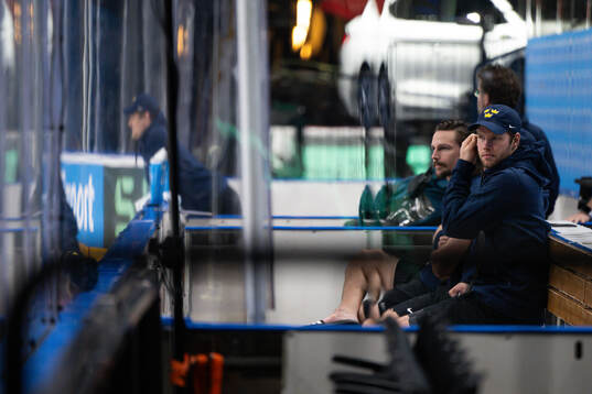 Erik Karlsson and goaltender Filip Gustavsson of Sweden at