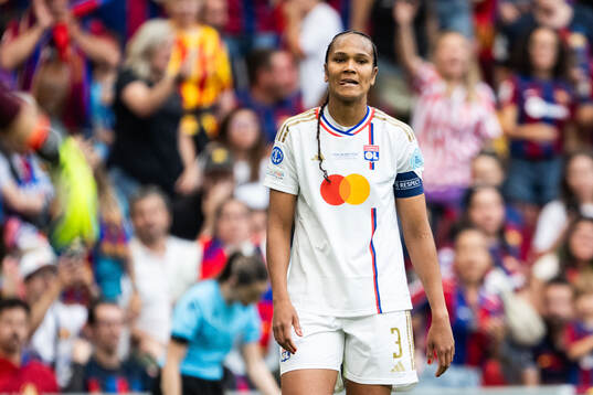 Wendie Renard of Lyon looks dejected