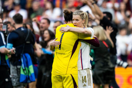 Goalkeeper Christiane Endler and Ada Hegerberg of Lyon look